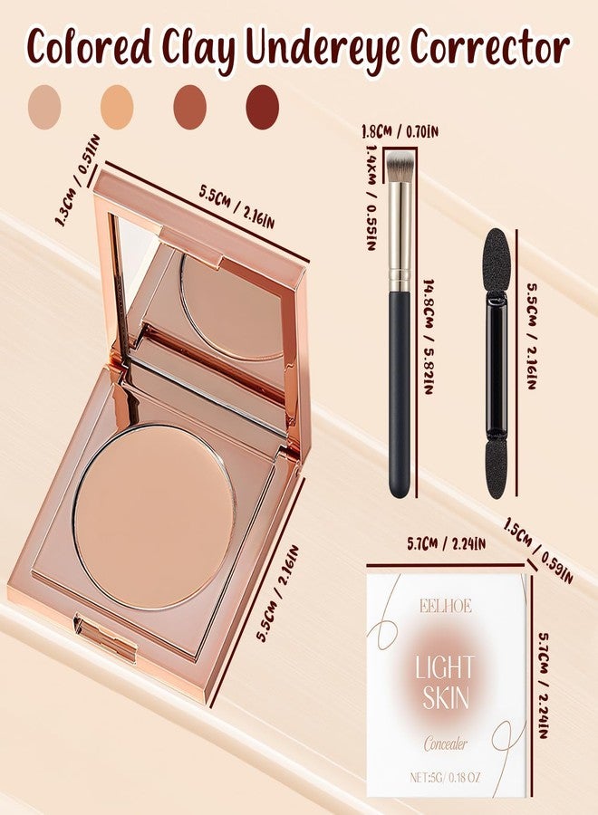 docucher Colored Clay Undereye Corrector, under Eye Concealer, under Eye Color Corrector, Undereye Color Corrector for Dark Circles, Under Eye Corrector for Dark Circles with Brush (Light) - Image 2